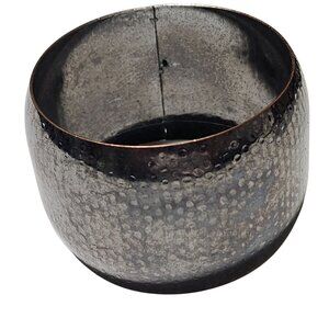 Boho Chic Hammered Silver Tone Cuff Bracelet Wide Band Metal Fashion Jewelry